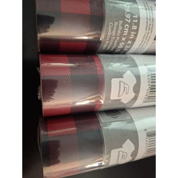 3 Siser Easypatterns HTV Heat Transfer Vinyl Buffalo Plaid Red Patterns NEW - Picture 4 of 4